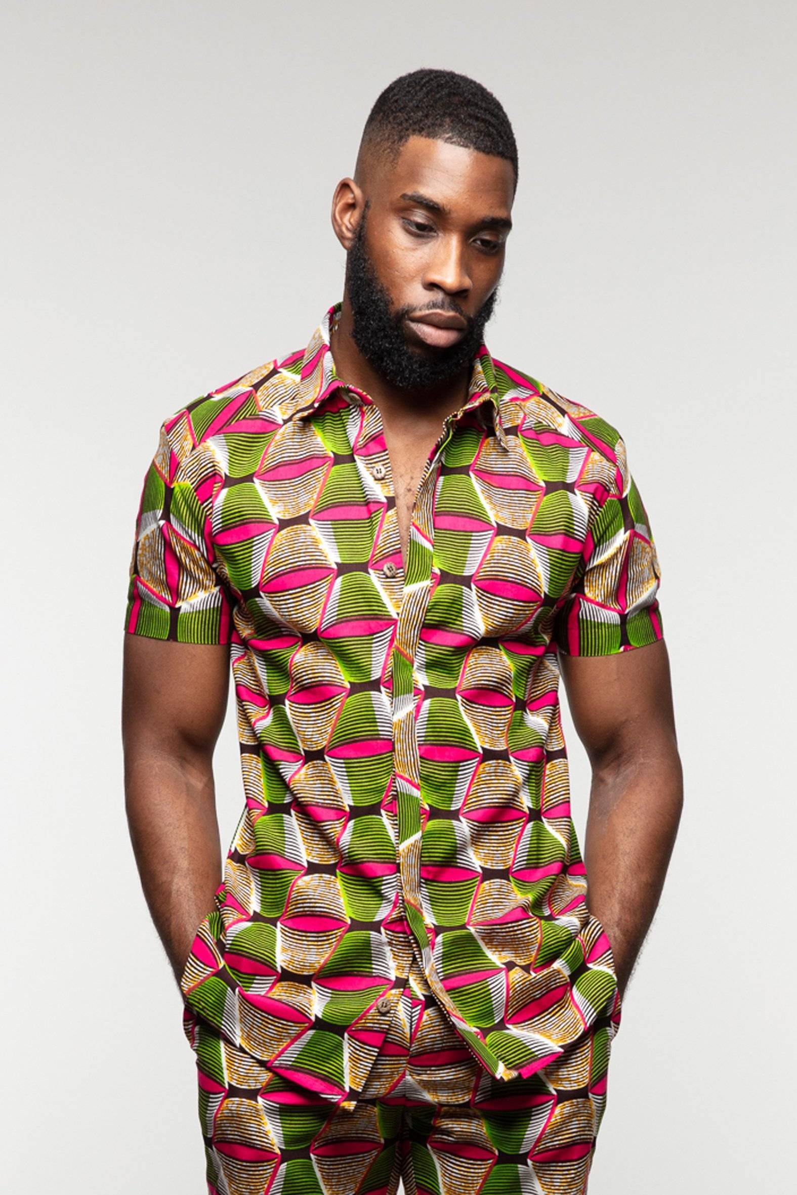 Men's SS African print shirt