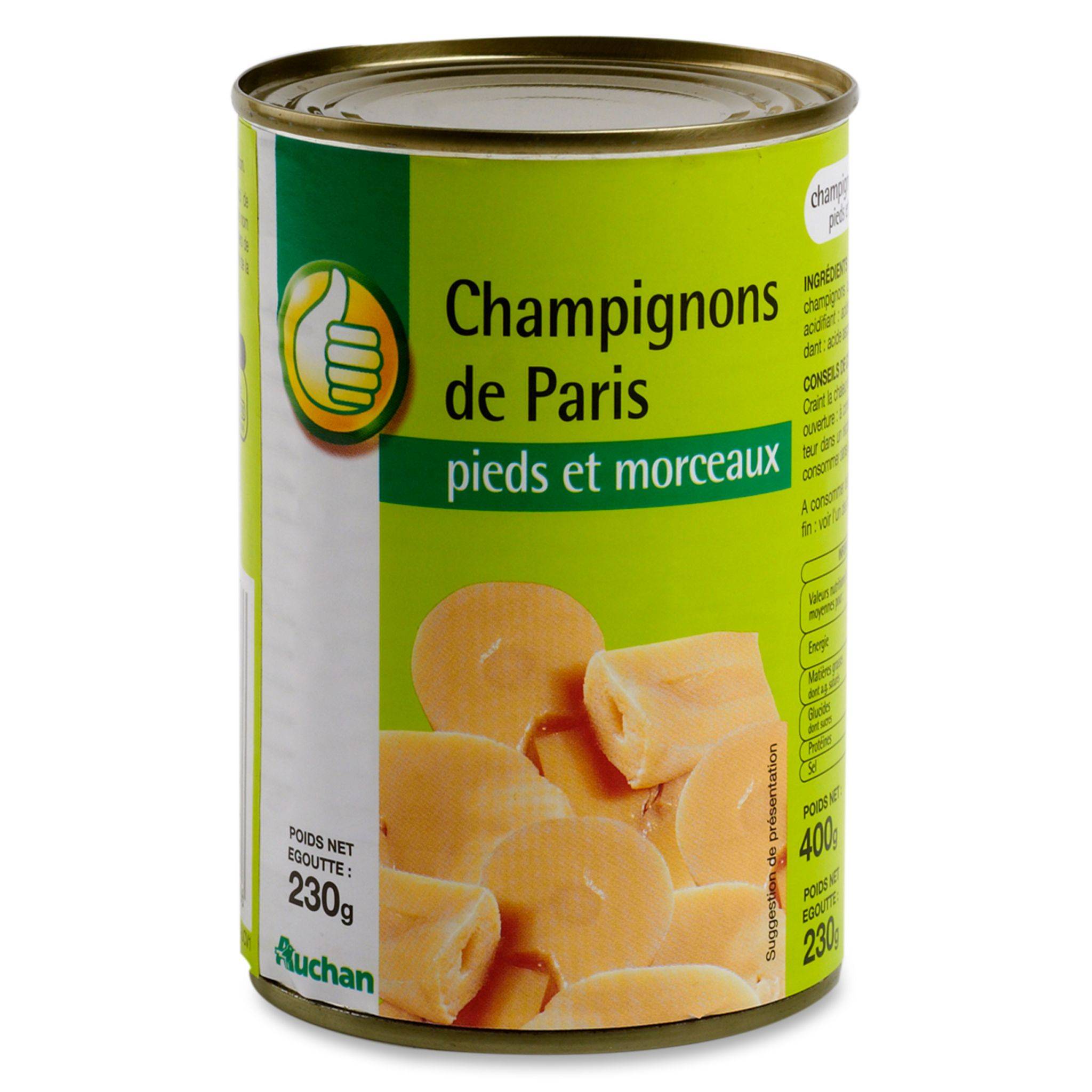 Auchan Champignons de Paris pieds et morceaux 230g
