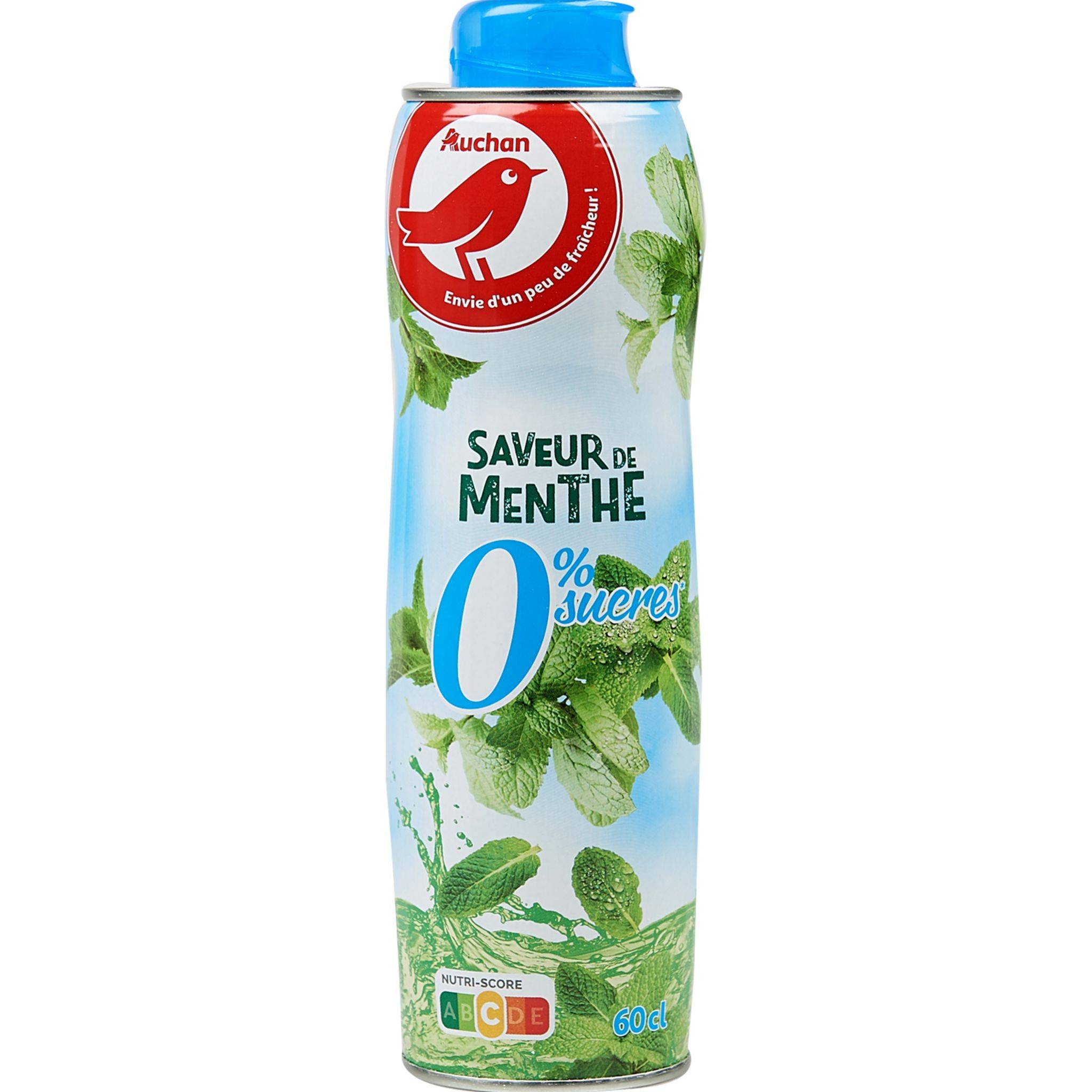 Auchan - Sirop saveur de menthe 0% sucres 60cl