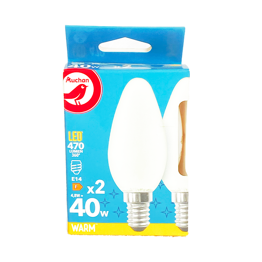 Auchan Ampoules LED 470 lumen 40W 02 unités