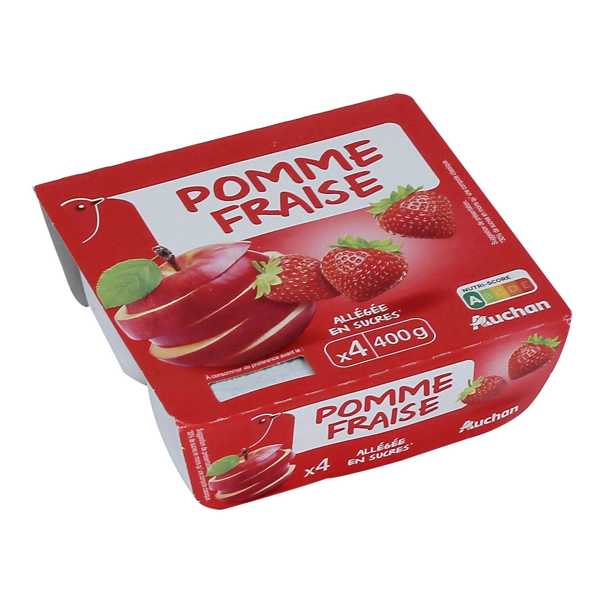 Auchan Compotes pomme et fraise 4x100g