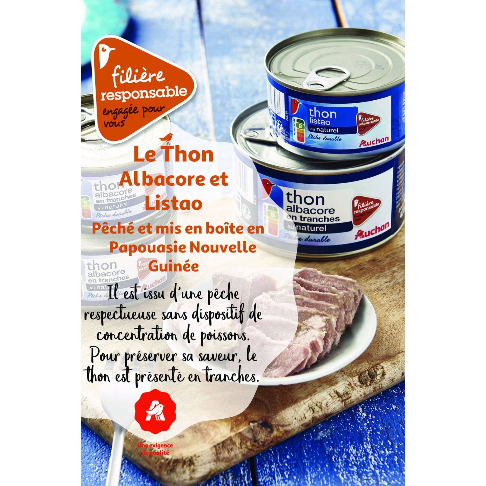 Auchan Thon albacore en tranches au naturel 140g