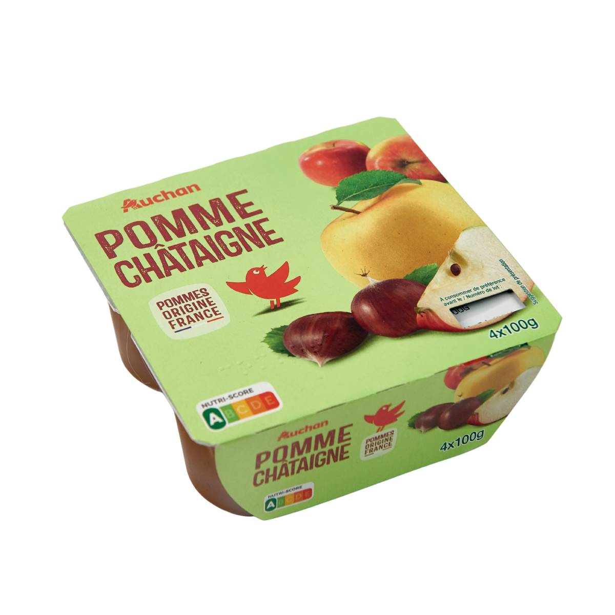 Auchan Compotes de pomme et châtaigne 4x100g