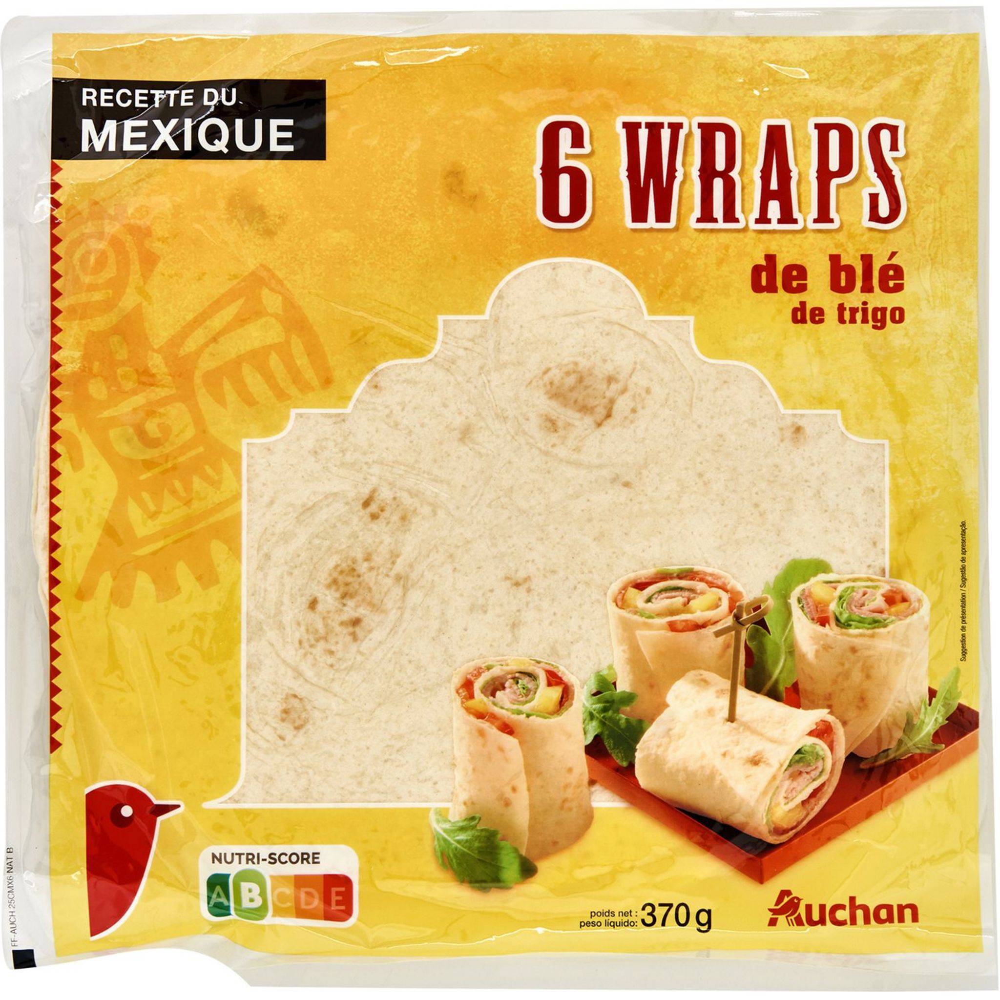 Auchan Wraps de blé x6 370g
