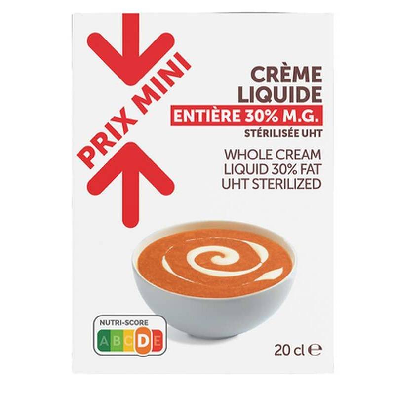 Auchan Crème liquide entière 30 de matière grasse 20cl