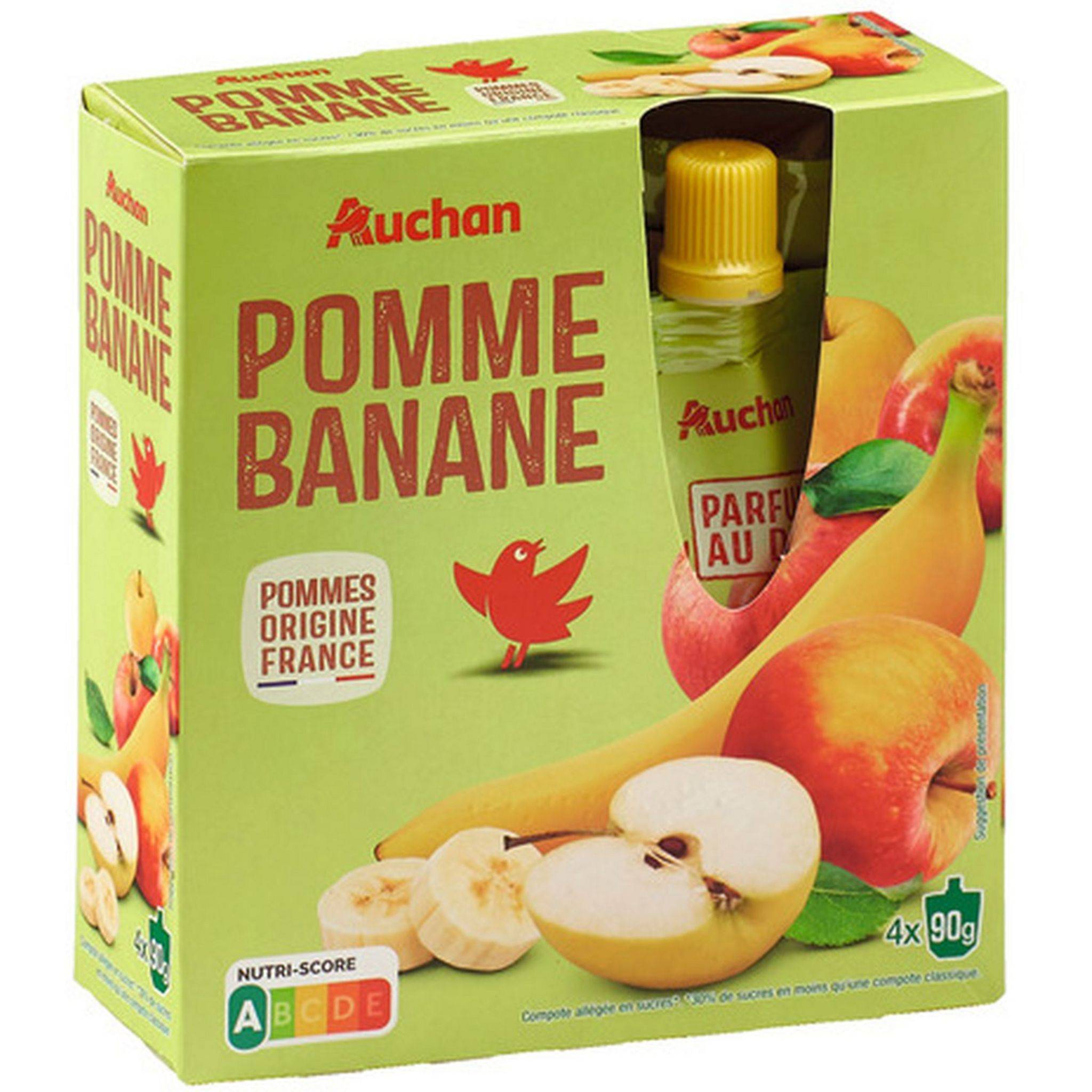 Auchan Compotes pomme et banane 4x90g
