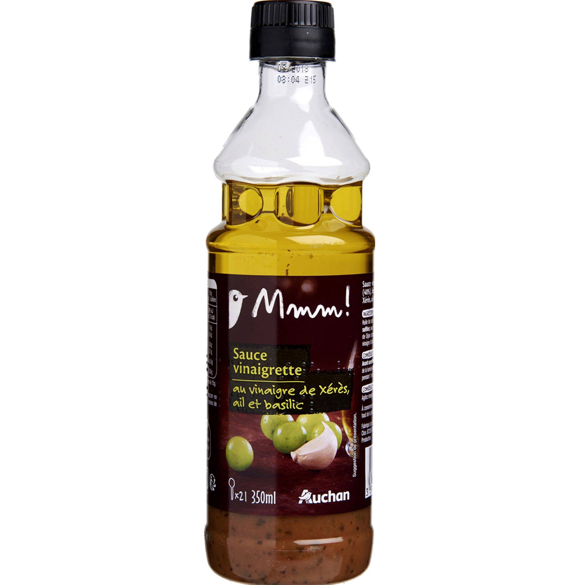 Auchan Sauce vinaigrette au vinaigre de Xérès ail et basilic 350ml