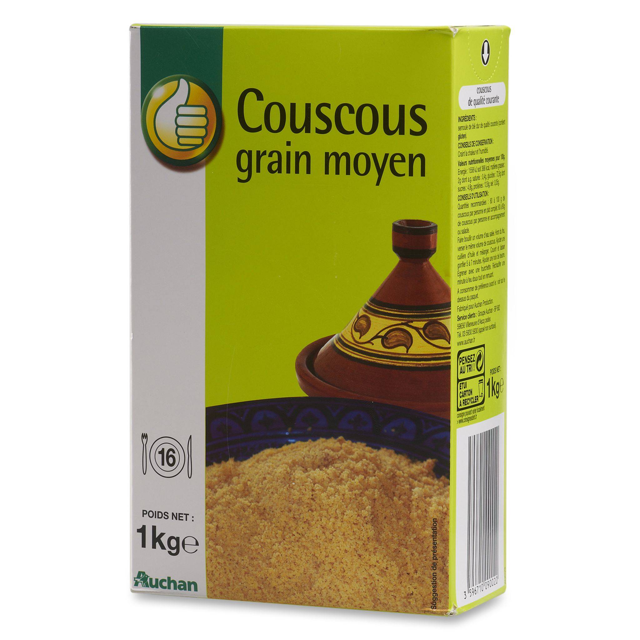 Auchan Couscous grain moyen 1kg